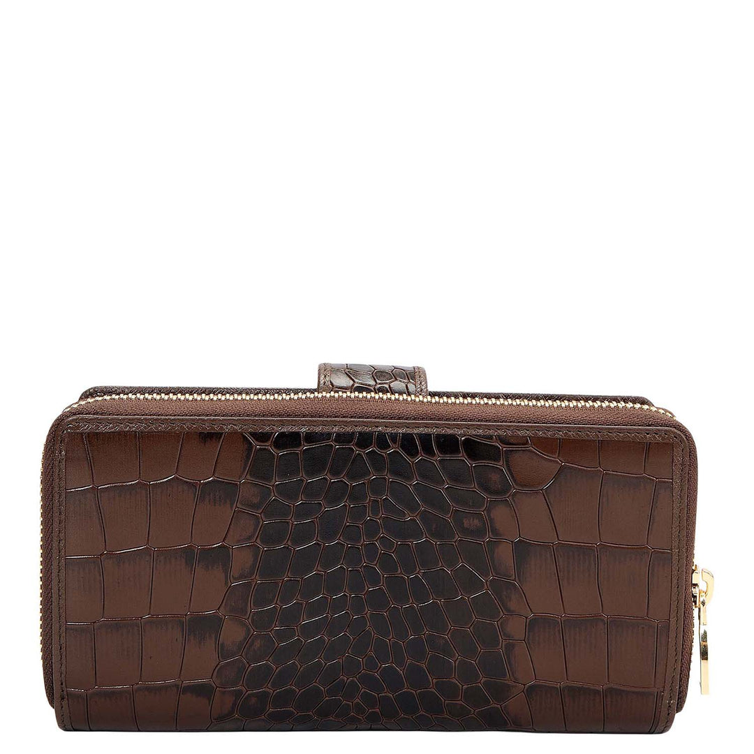 Croco Leather Ladies Wallet - Brown