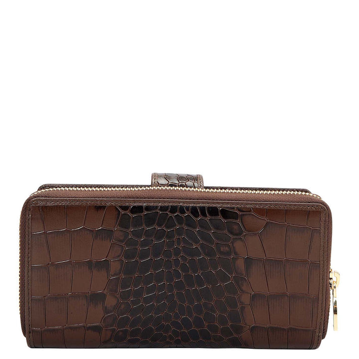 Croco Leather Ladies Wallet - Brown