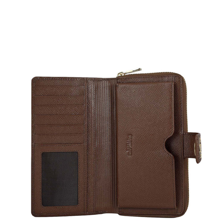 Croco Leather Ladies Wallet - Brown