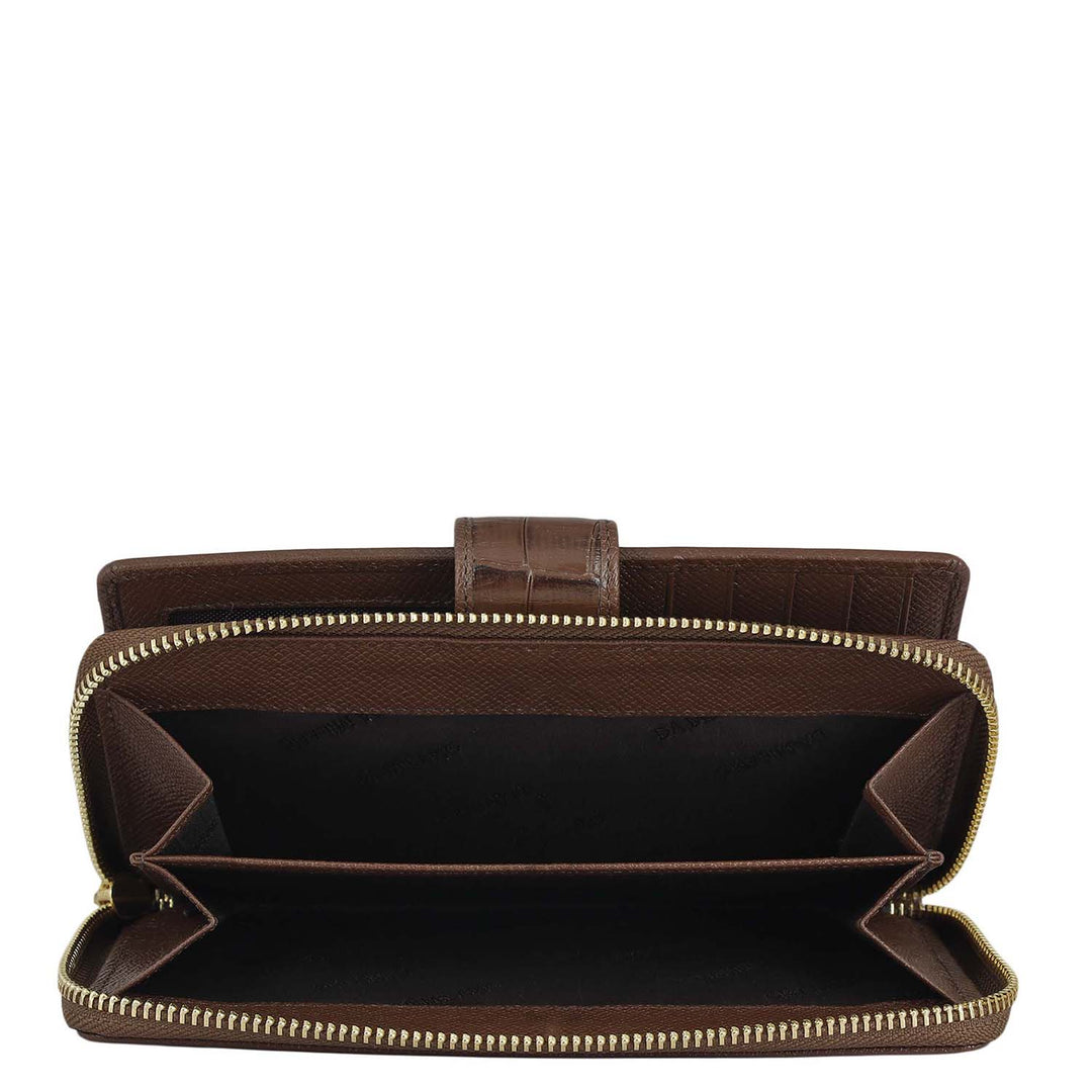 Croco Leather Ladies Wallet - Brown