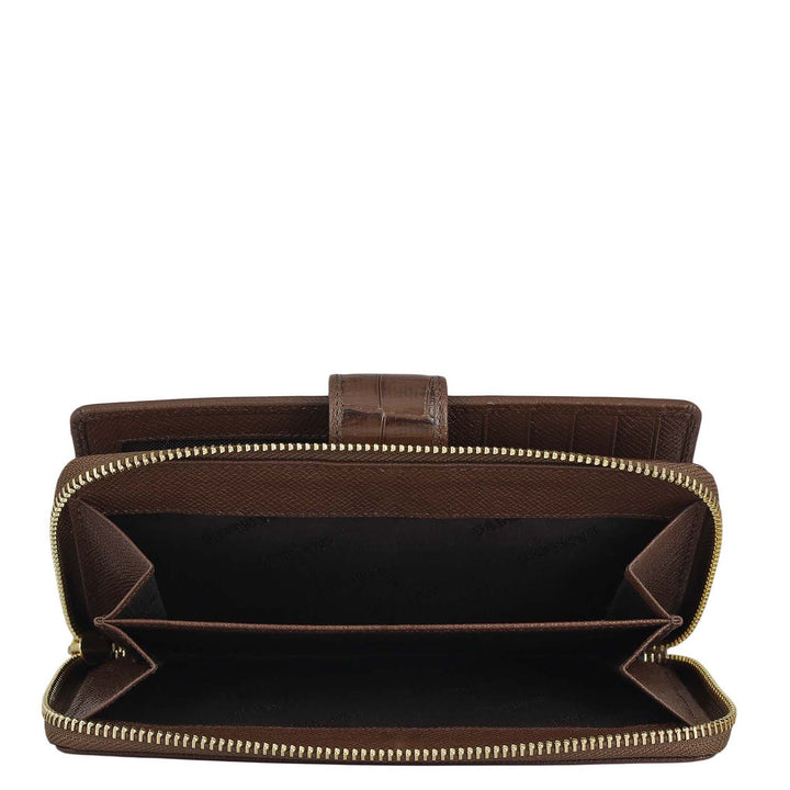 Croco Leather Ladies Wallet - Brown