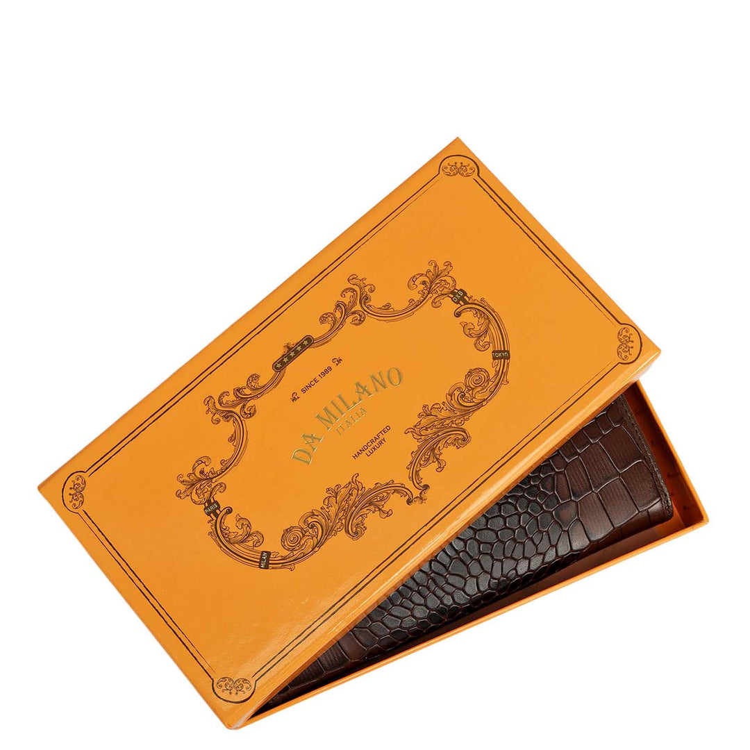 Croco Leather Ladies Wallet - Brown