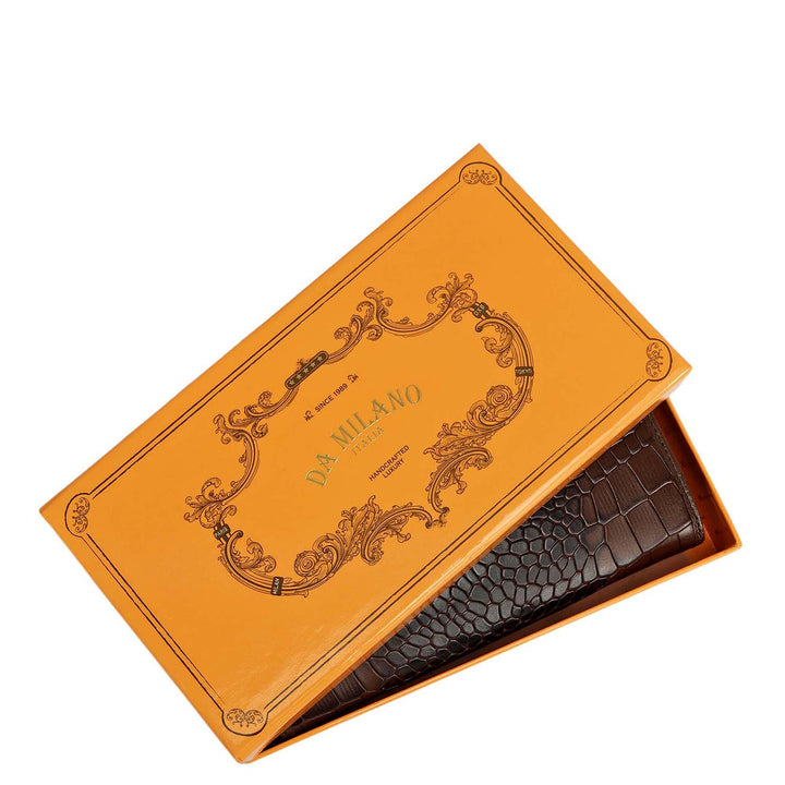 Croco Leather Ladies Wallet - Brown