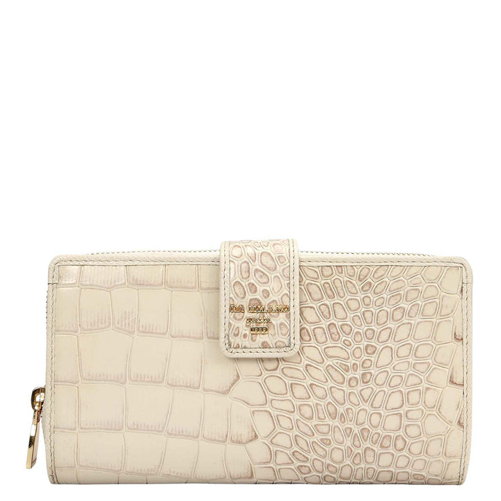 Croco Leather Ladies Wallet - Marshmallow