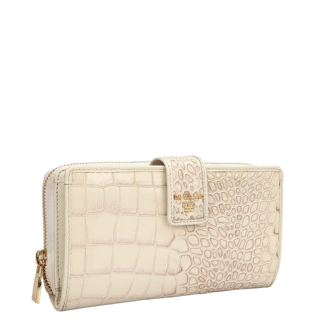 Croco Leather Ladies Wallet - Marshmallow