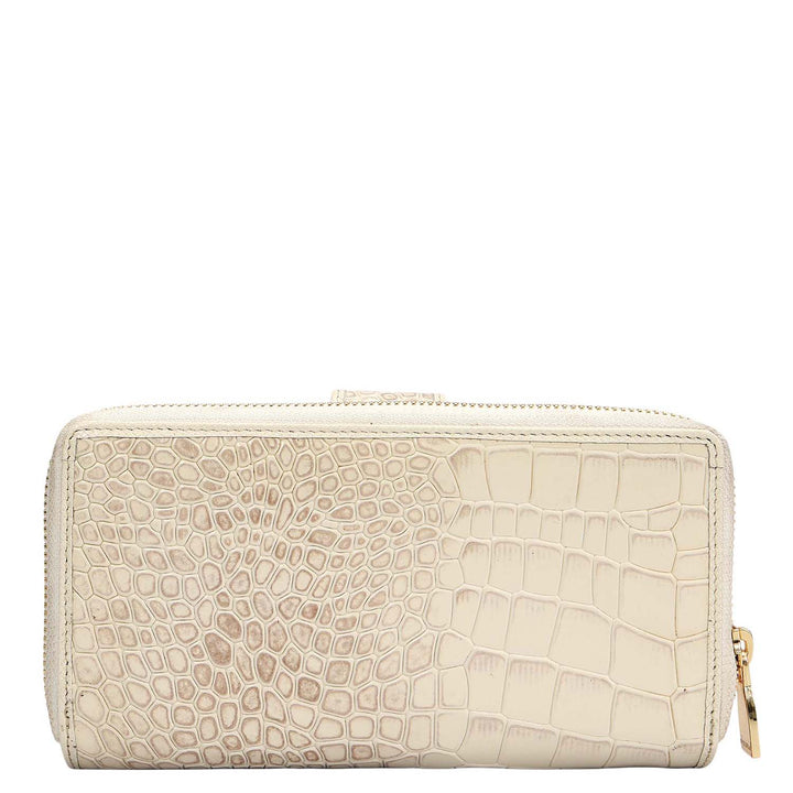 Croco Leather Ladies Wallet - Marshmallow