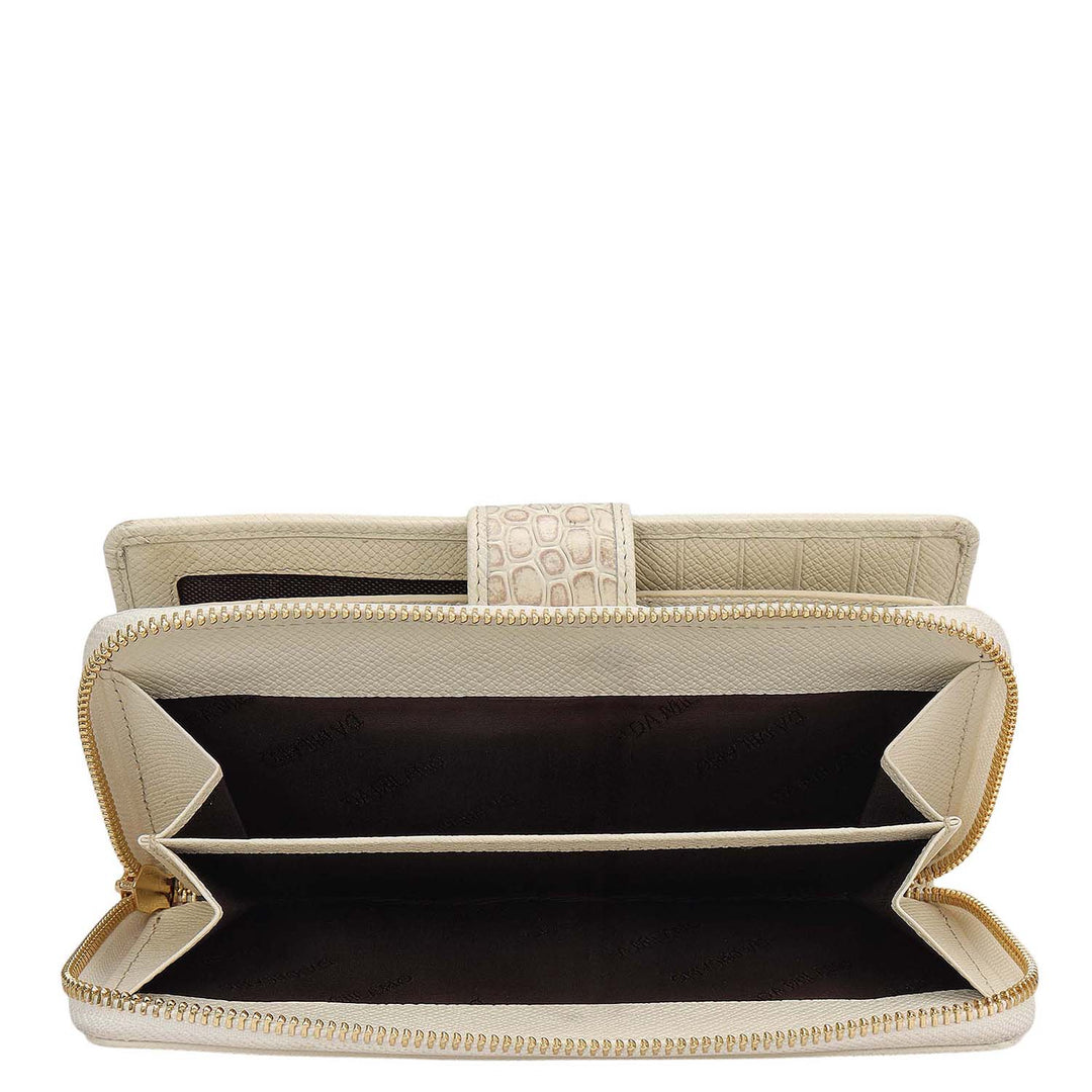 Croco Leather Ladies Wallet - Marshmallow