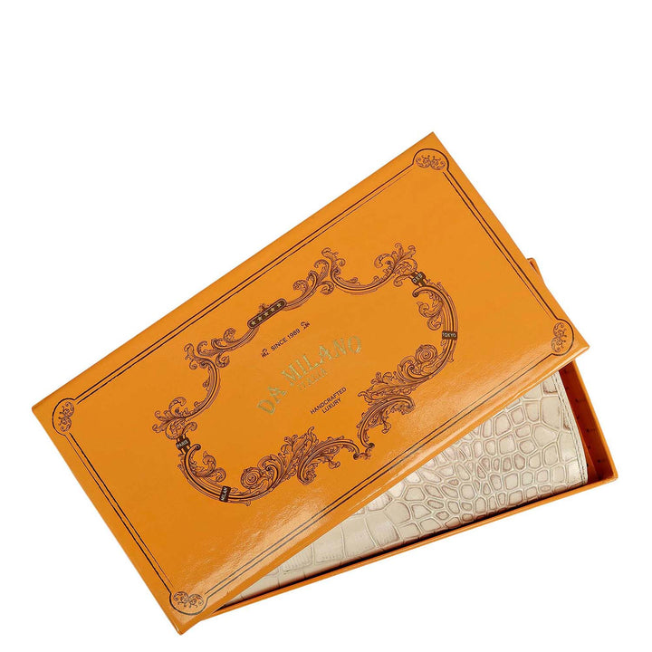 Croco Leather Ladies Wallet - Marshmallow
