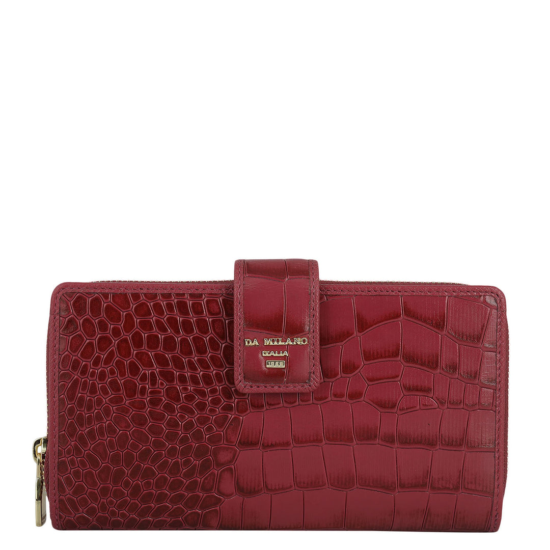 Croco Leather Ladies Wallet - Plumberry