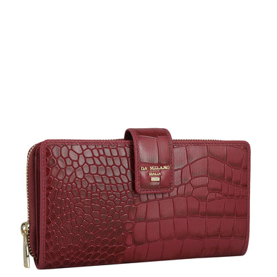 Croco Leather Ladies Wallet - Plumberry