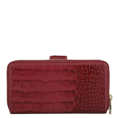 Croco Leather Ladies Wallet - Plumberry