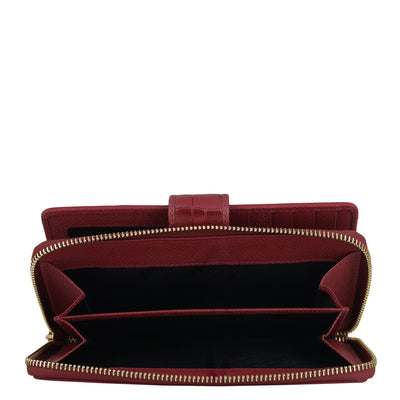 Croco Leather Ladies Wallet - Plumberry