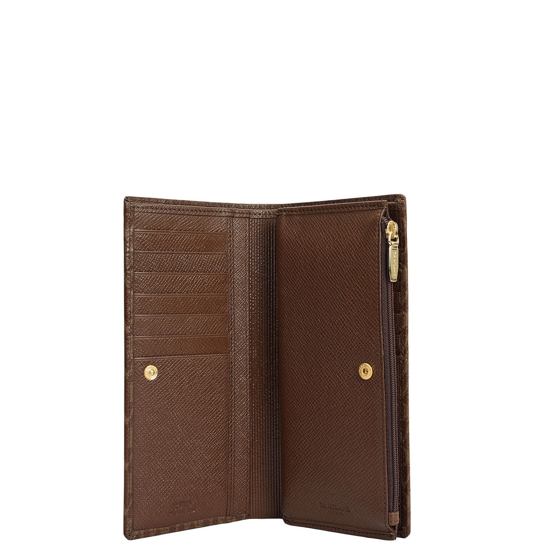 Monogram Leather Ladies Wallet - Walnut