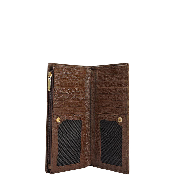 Monogram Leather Ladies Wallet - Walnut