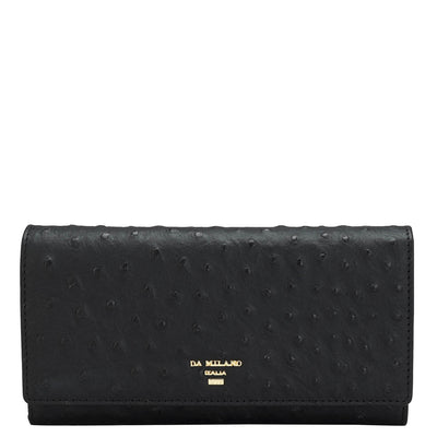 Ostrich Leather Ladies Wallet - Black