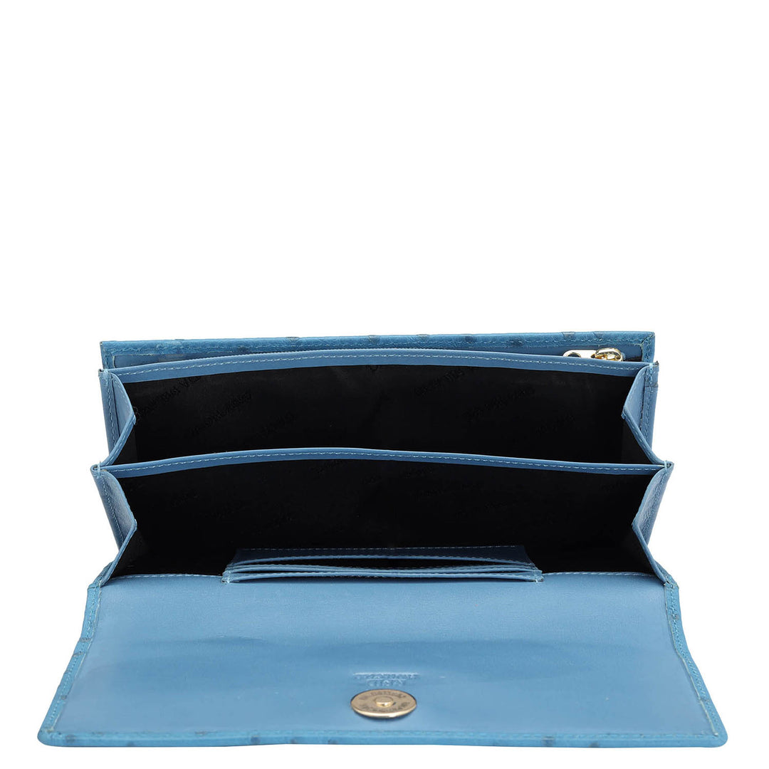 Ostrich Leather Ladies Wallet - Imp & Blue