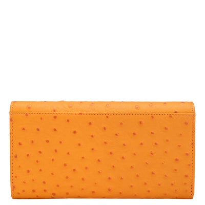 Ostrich Leather Ladies Wallet - Orange