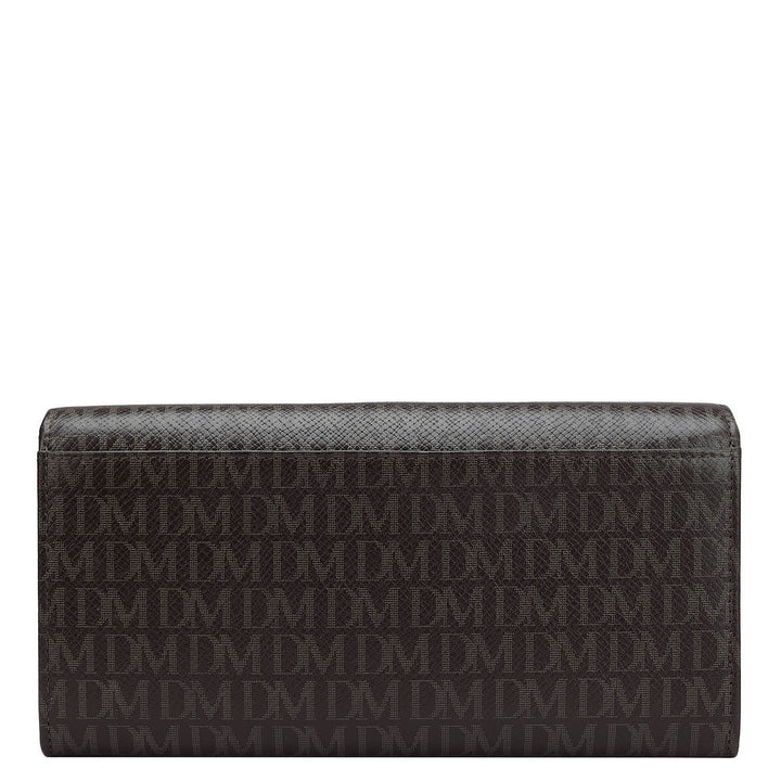 Monogram Leather Ladies Wallet - Chocolate