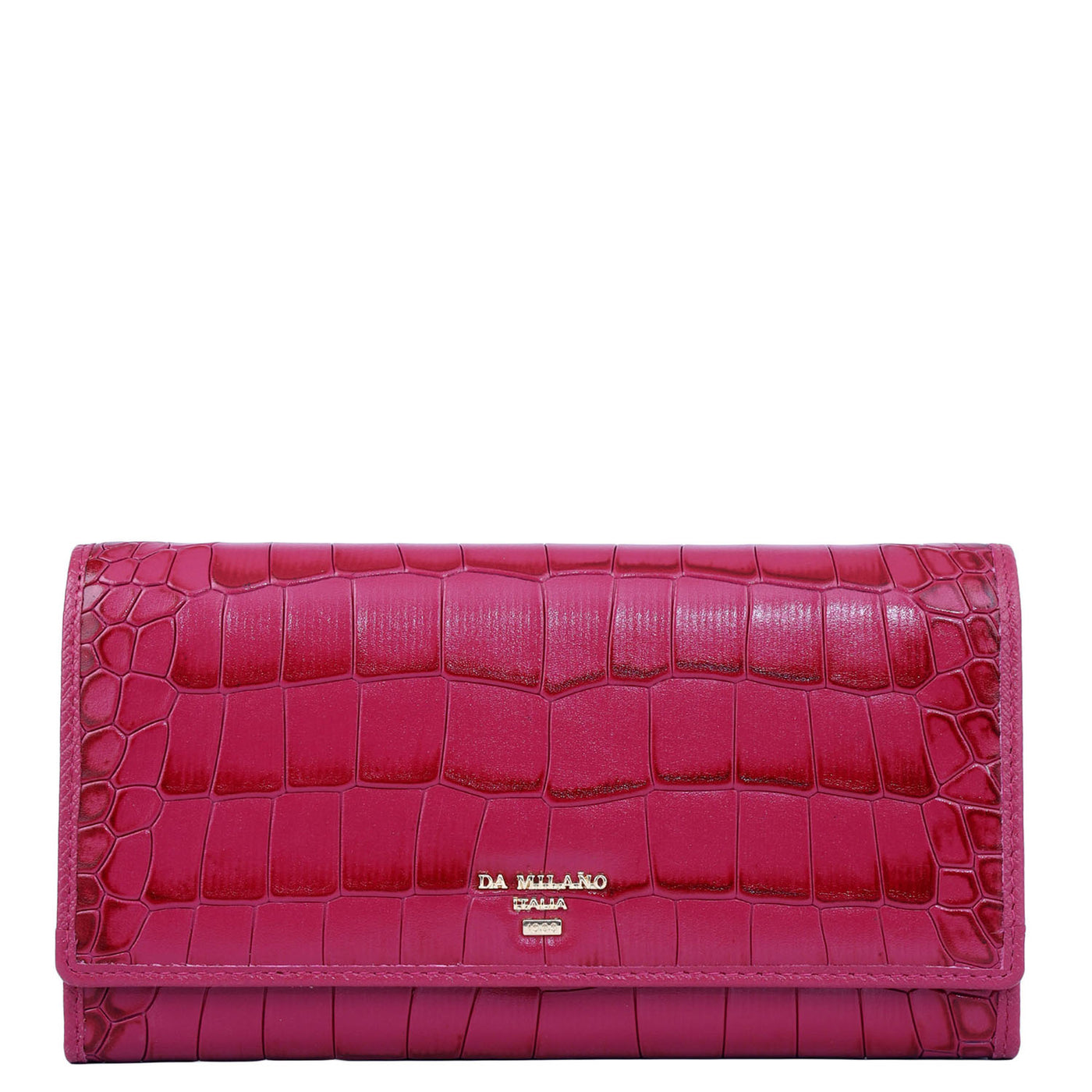 Croco Leather Ladies Wallet - Plumberry