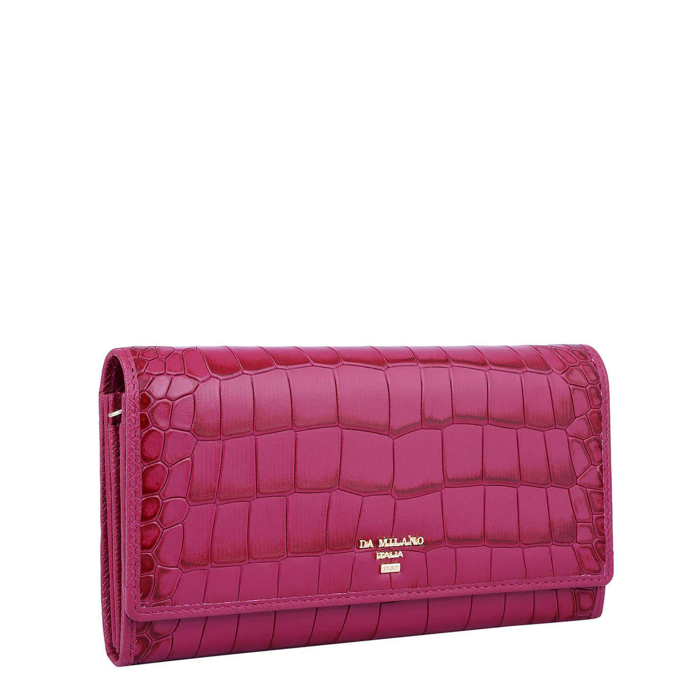 Croco Leather Ladies Wallet - Plumberry