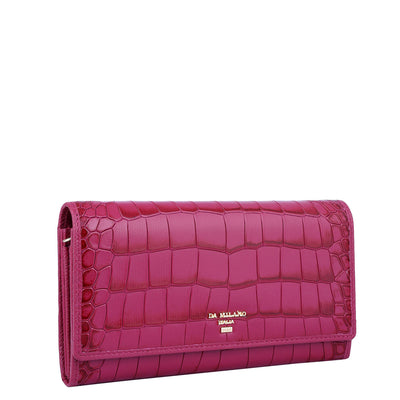 Croco Leather Ladies Wallet - Plumberry