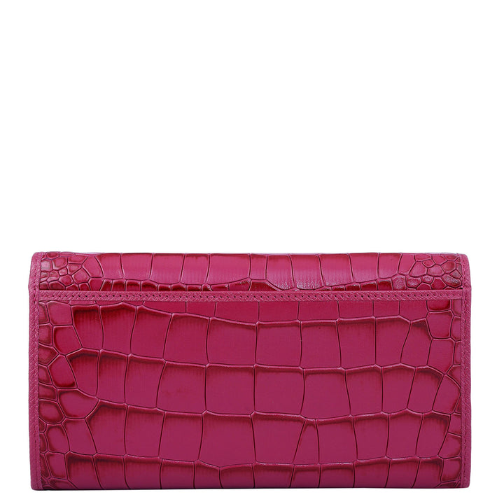 Croco Leather Ladies Wallet - Plumberry