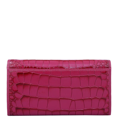 Croco Leather Ladies Wallet - Plumberry