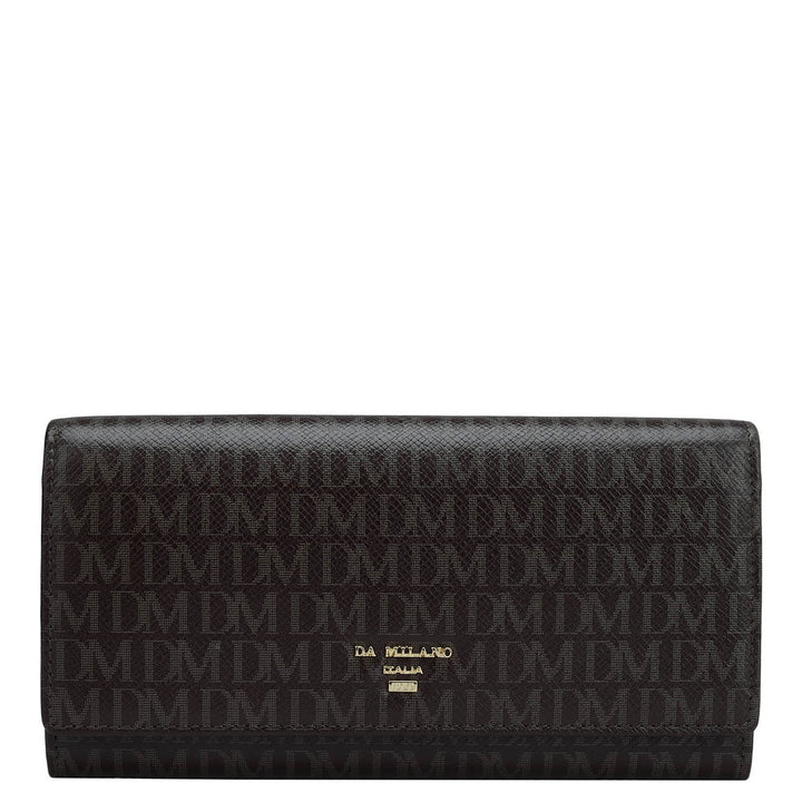 Monogram Leather Ladies Wallet - Chocolate
