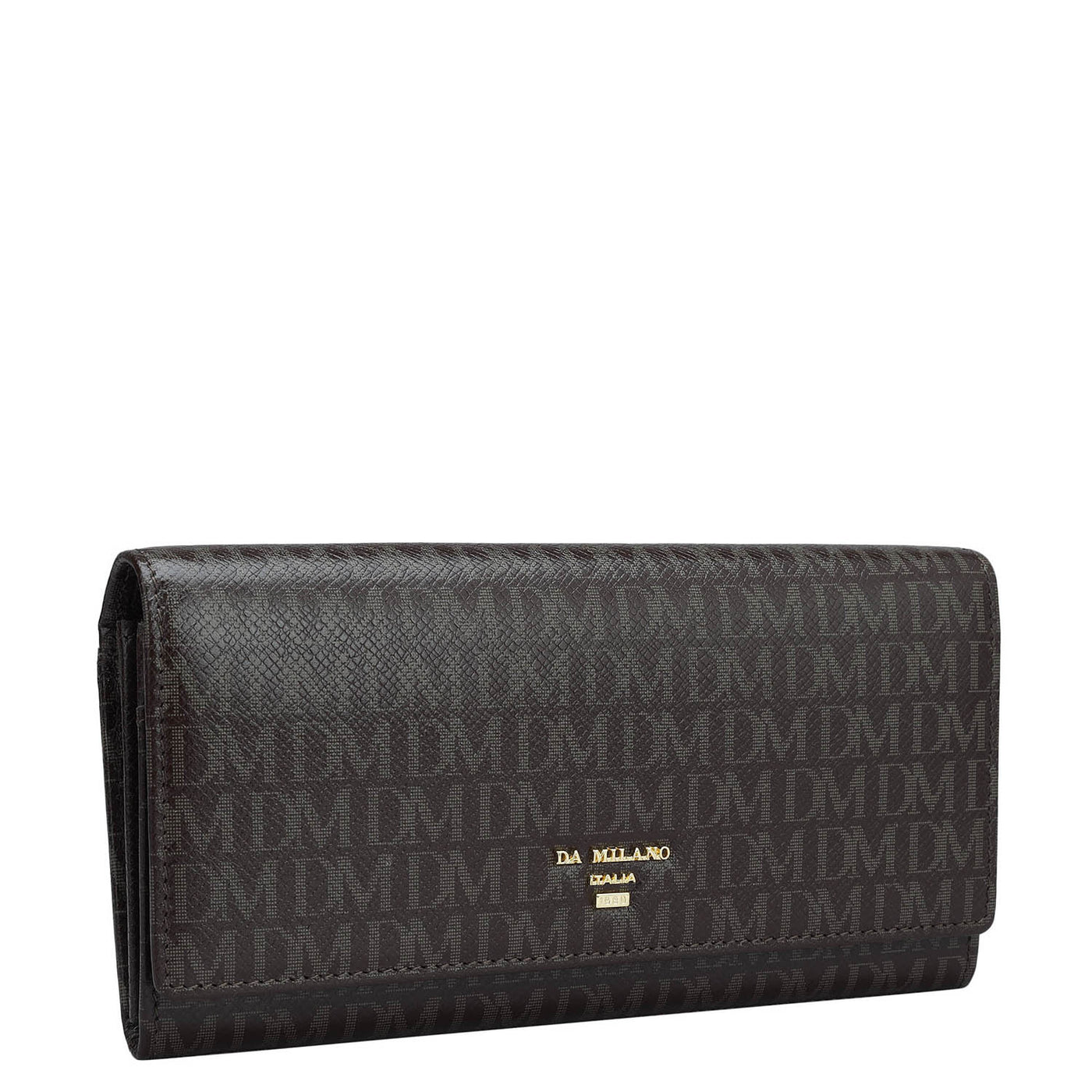 Monogram Leather Ladies Wallet - Chocolate