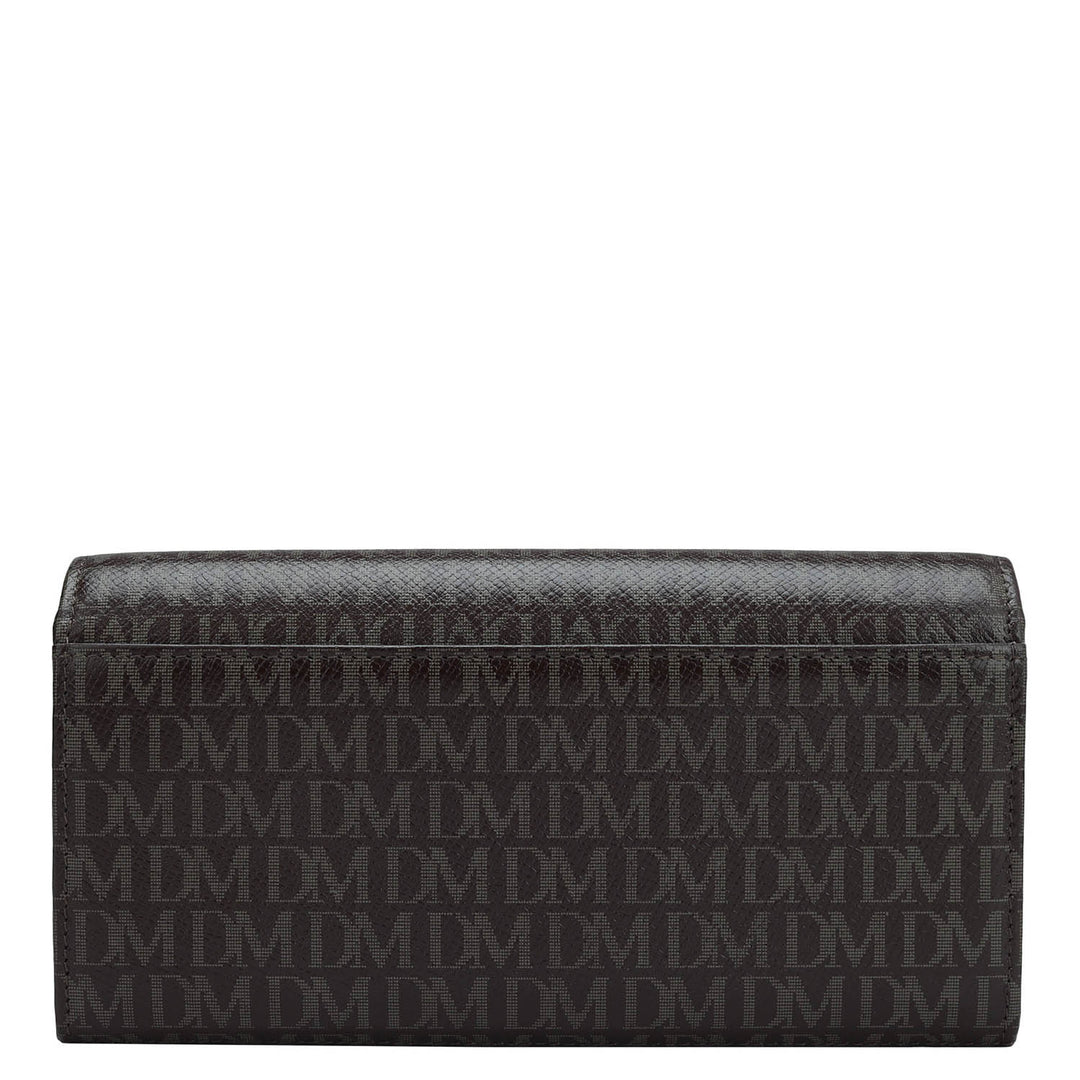 Monogram Leather Ladies Wallet - Chocolate