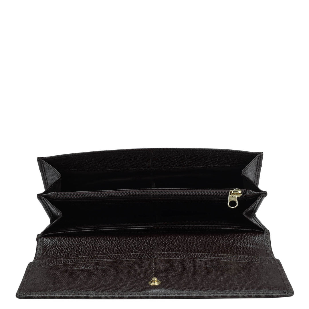 Monogram Leather Ladies Wallet - Chocolate