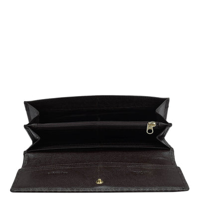 Monogram Leather Ladies Wallet - Chocolate