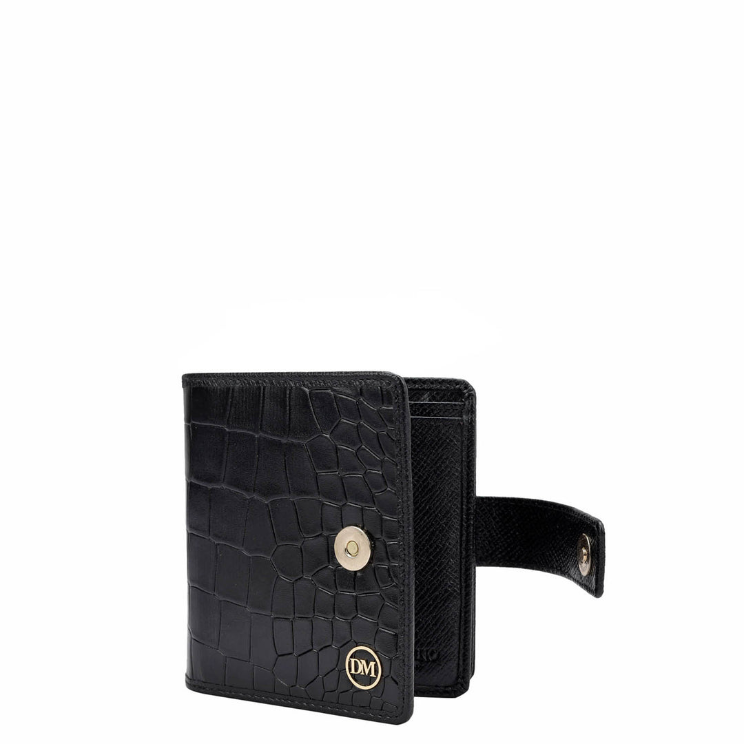 Croco Leather Ladies Wallet - Black