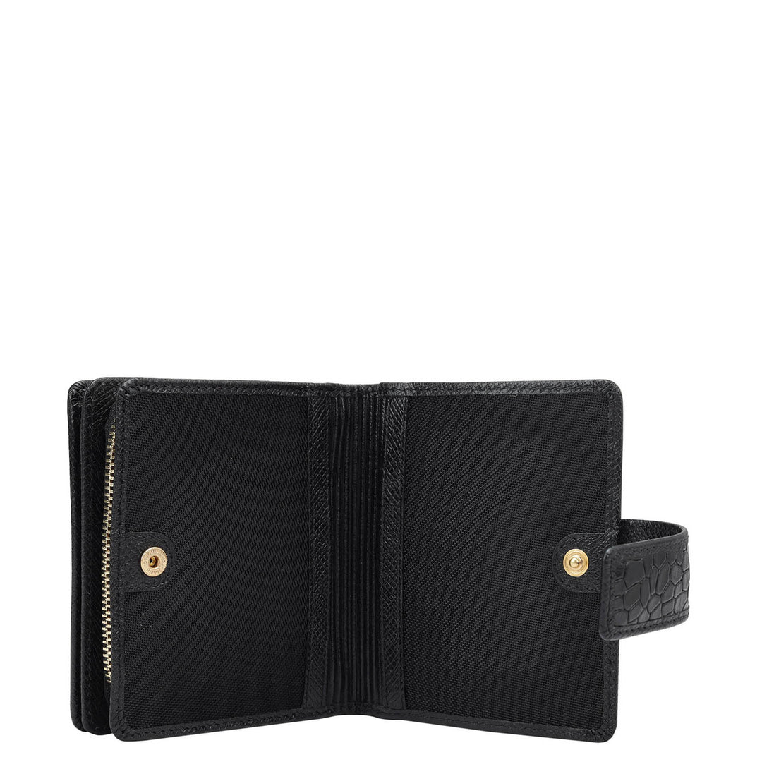 Croco Leather Ladies Wallet - Black