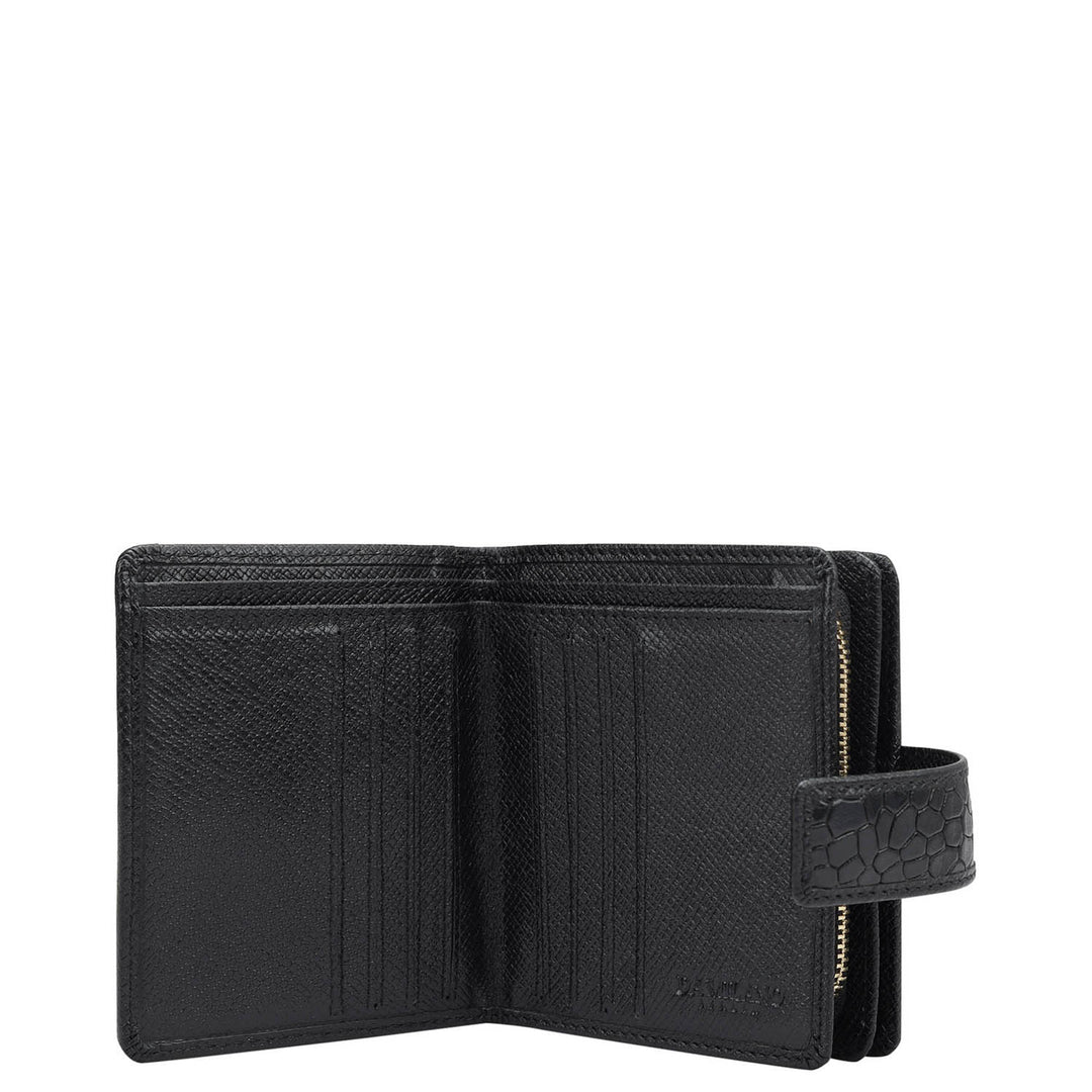 Croco Leather Ladies Wallet - Black