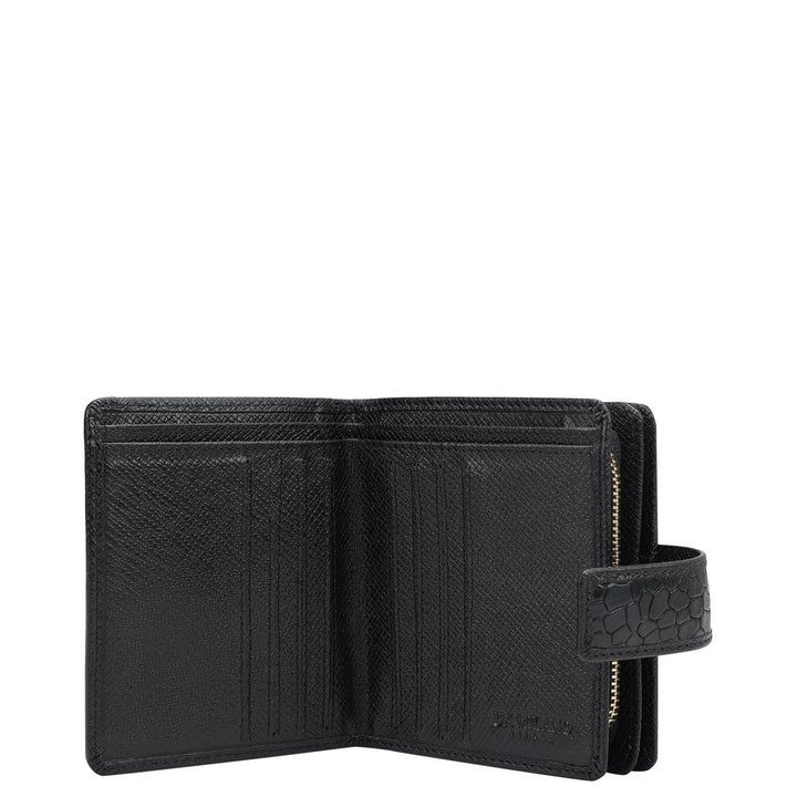 Croco Leather Ladies Wallet - Black