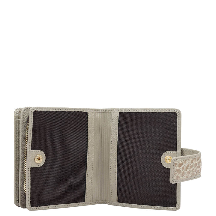 Croco Leather Ladies Wallet - Frost