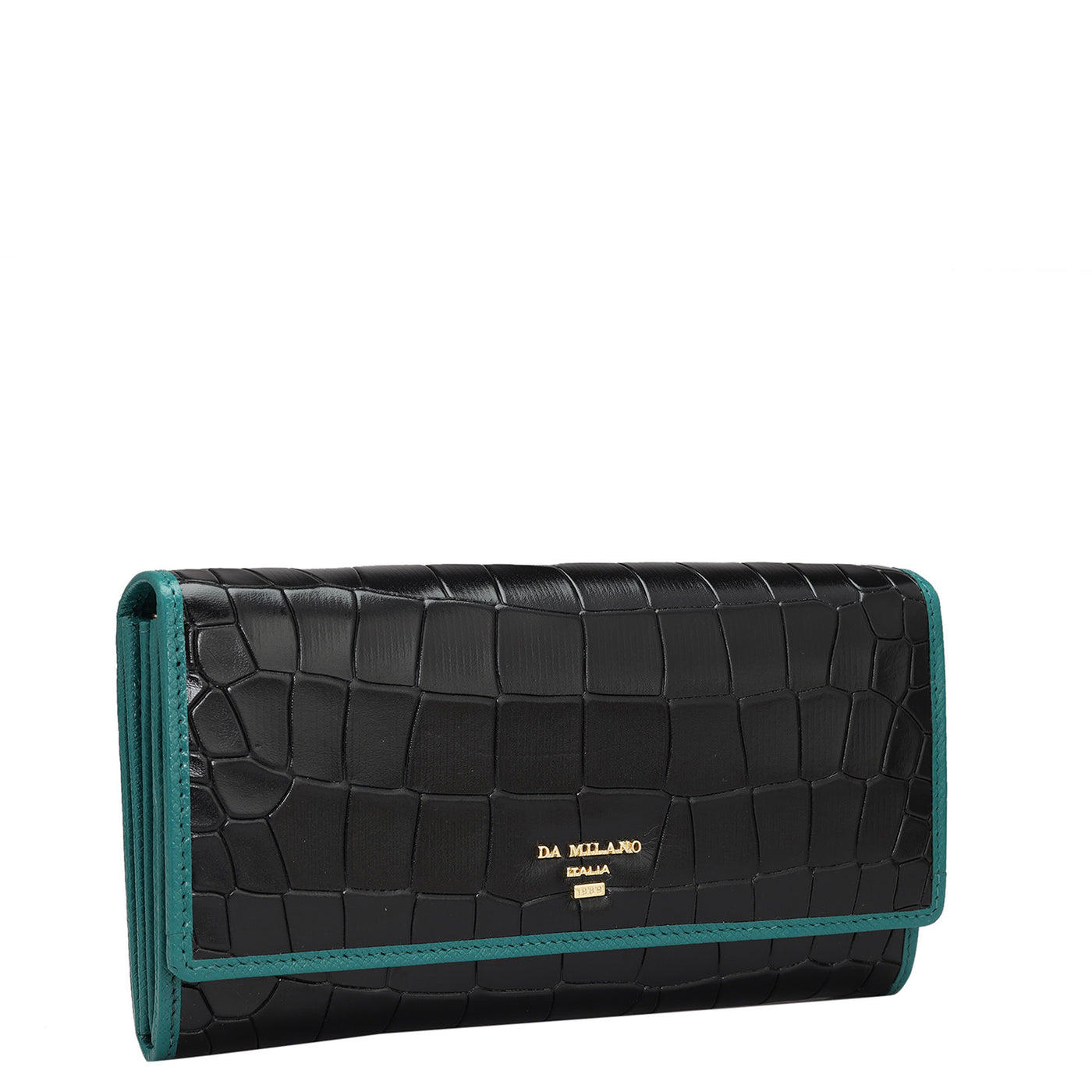 Croco Leather Ladies Wallet - Black