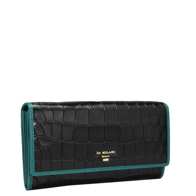 Croco Leather Ladies Wallet - Black