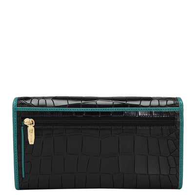 Croco Leather Ladies Wallet - Black