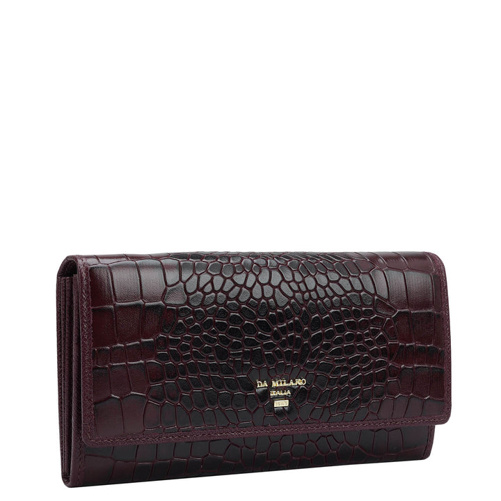 Croco Leather Ladies Wallet - Wine