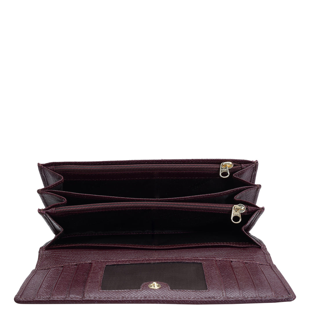 Croco Leather Ladies Wallet - Wine