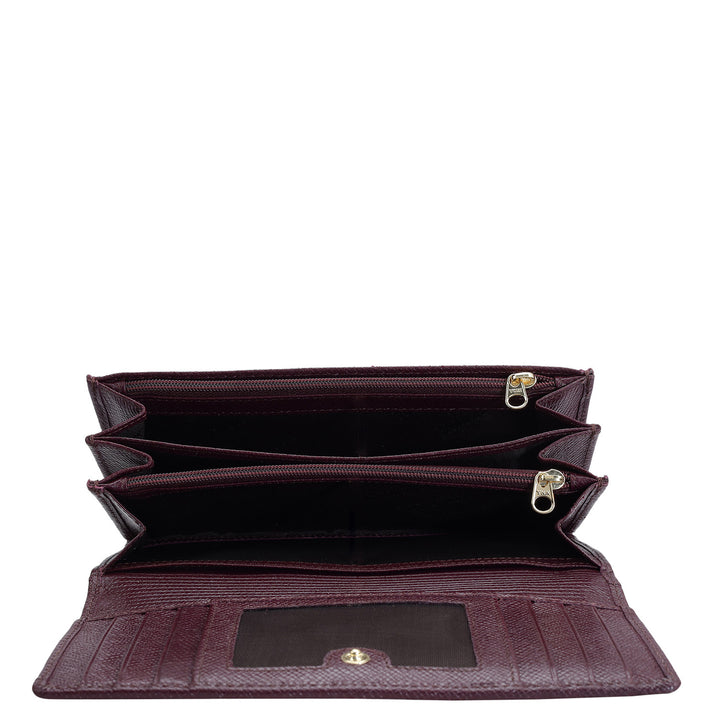 Croco Leather Ladies Wallet - Wine