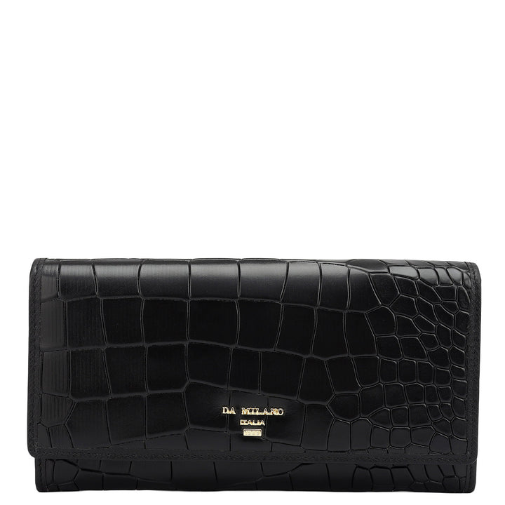 Croco Leather Ladies Wallet - Black