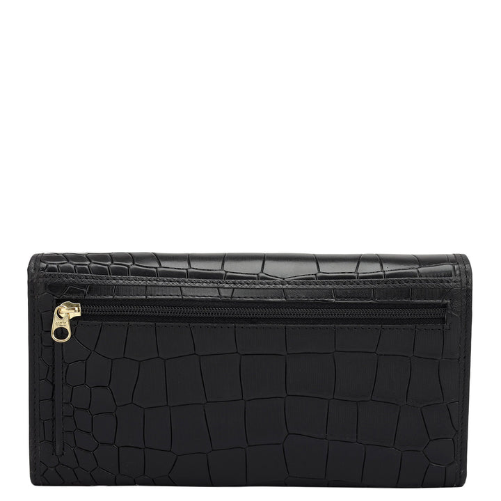 Croco Leather Ladies Wallet - Black