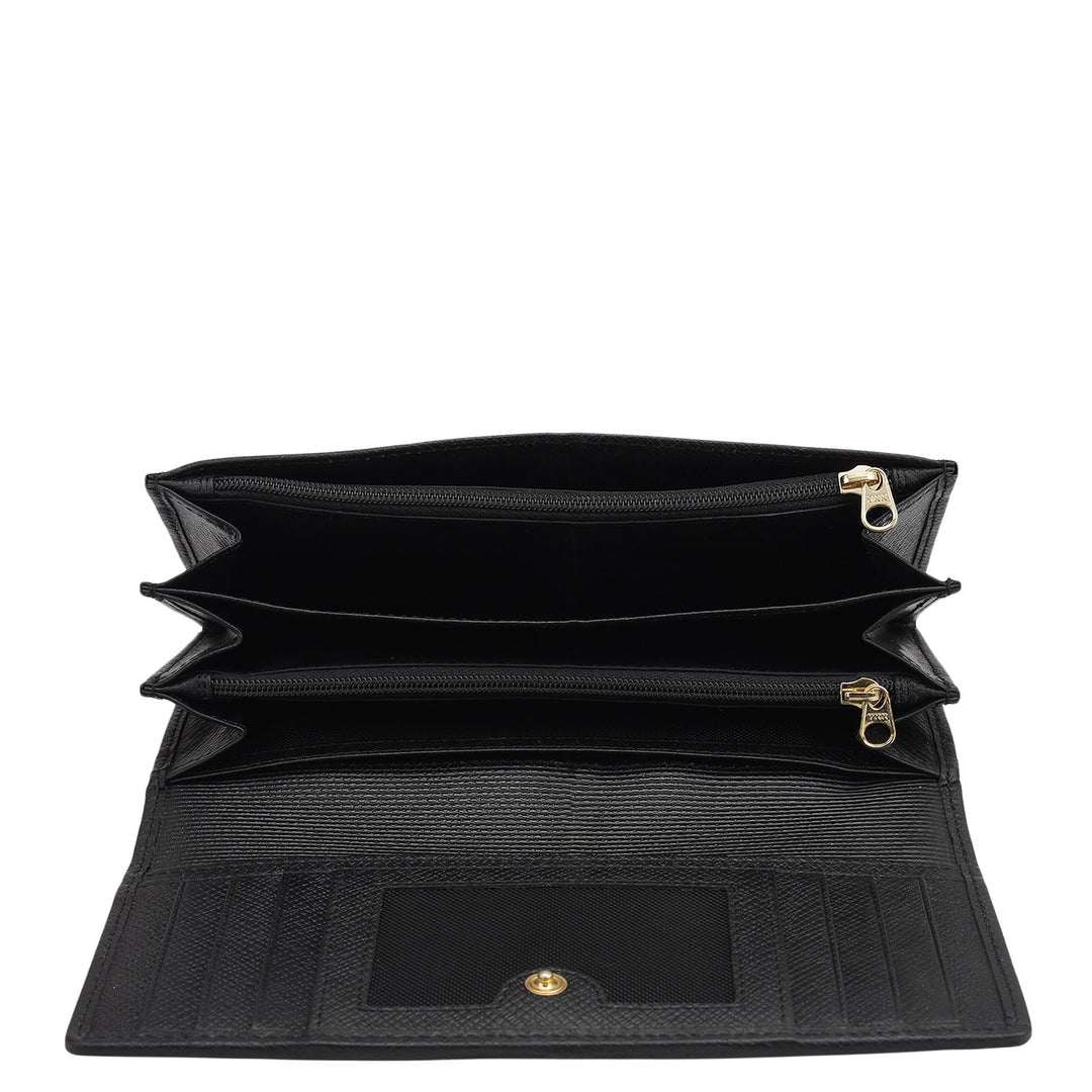 Croco Leather Ladies Wallet - Black