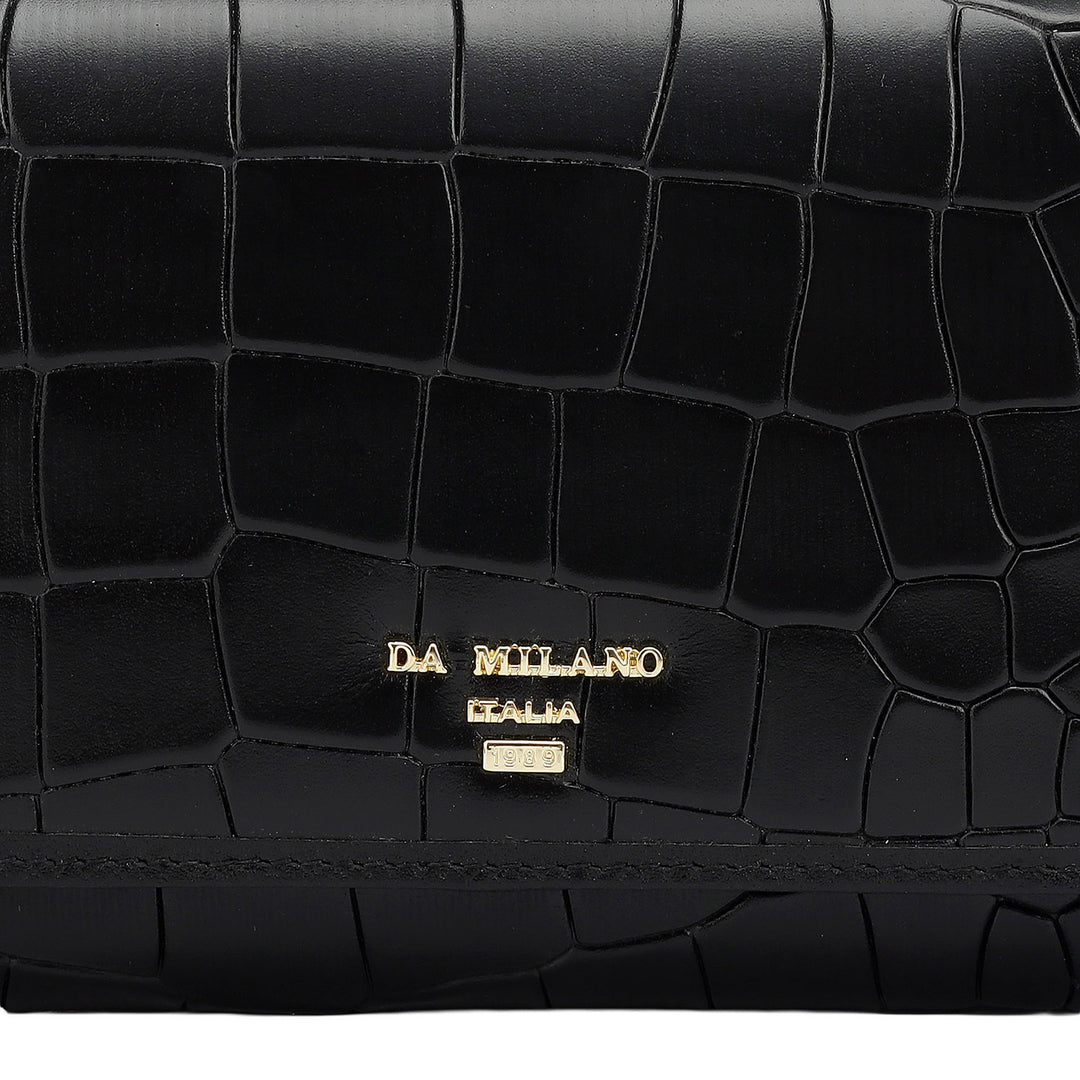Croco Leather Ladies Wallet - Black