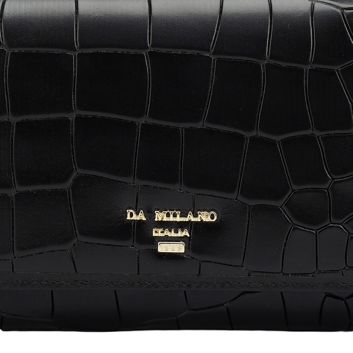 Croco Leather Ladies Wallet - Black