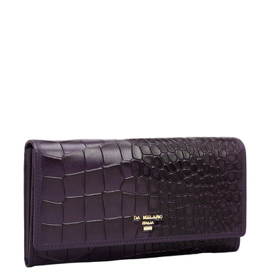 Croco Leather Ladies Wallet - Grapevine