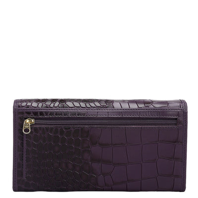 Croco Leather Ladies Wallet - Grapevine